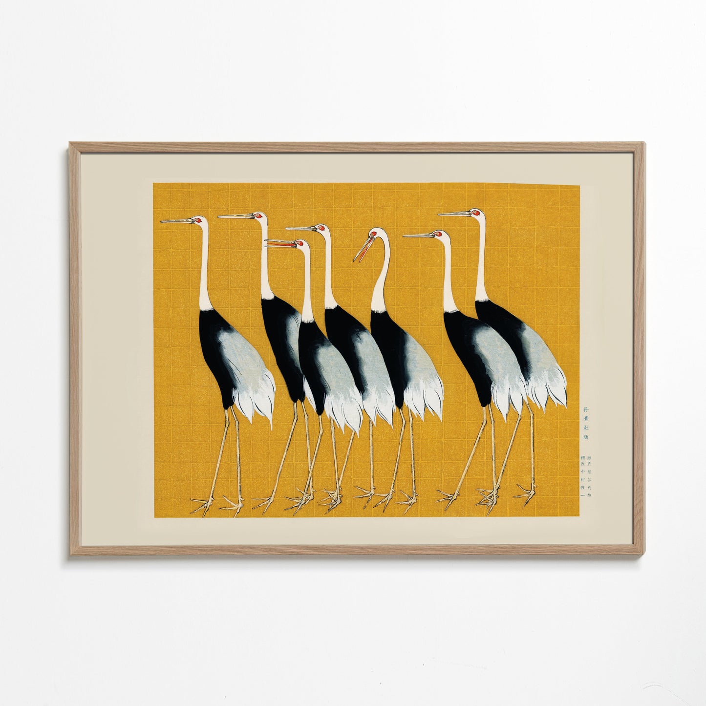 Japanese red-crowned crane vintage illustration