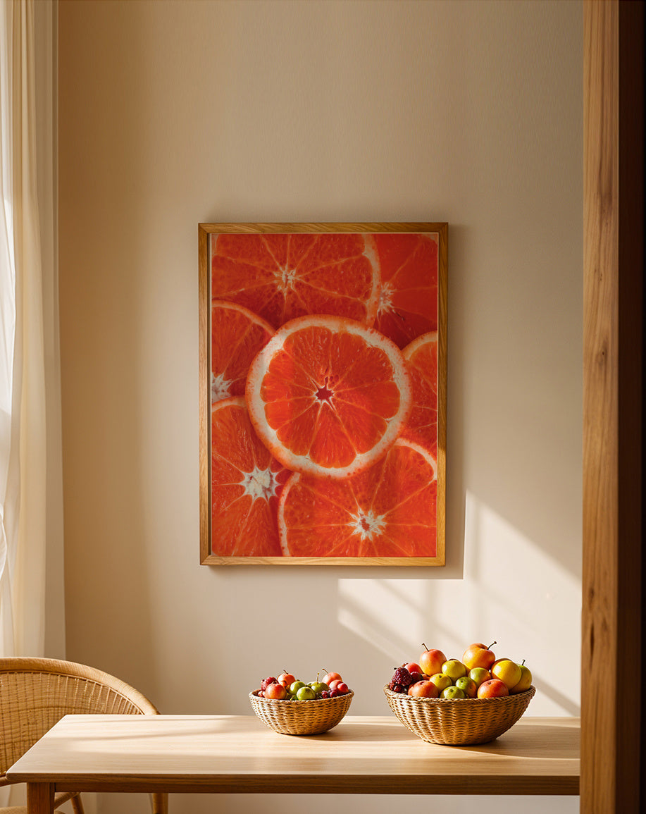 Orange lovers - Framed poster in an interior