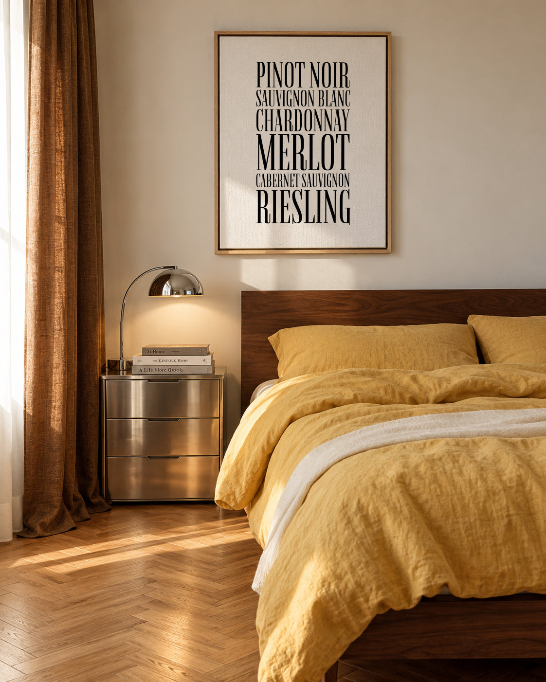 Wine types - Framed canvas in an interior