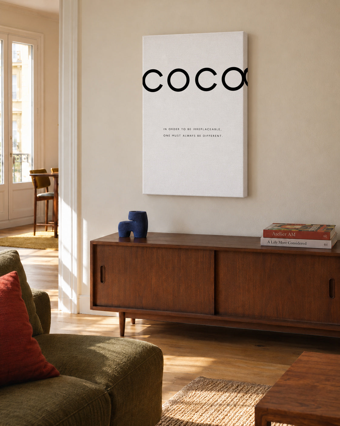 Chanel quote - Unframed canvas in an interior