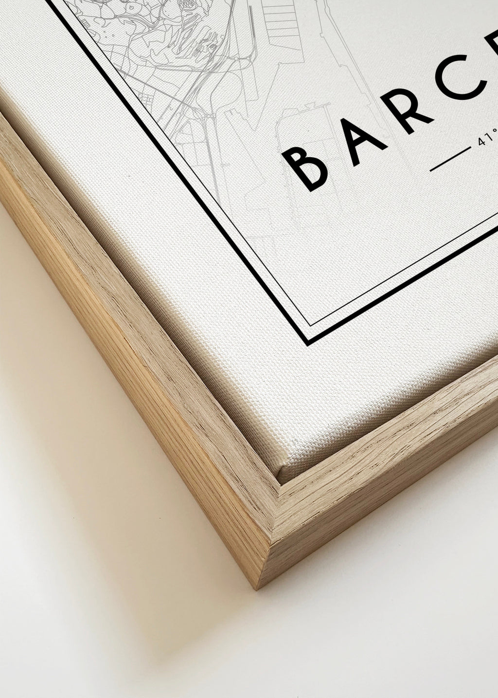 Barcelona map - Framed canvas detail