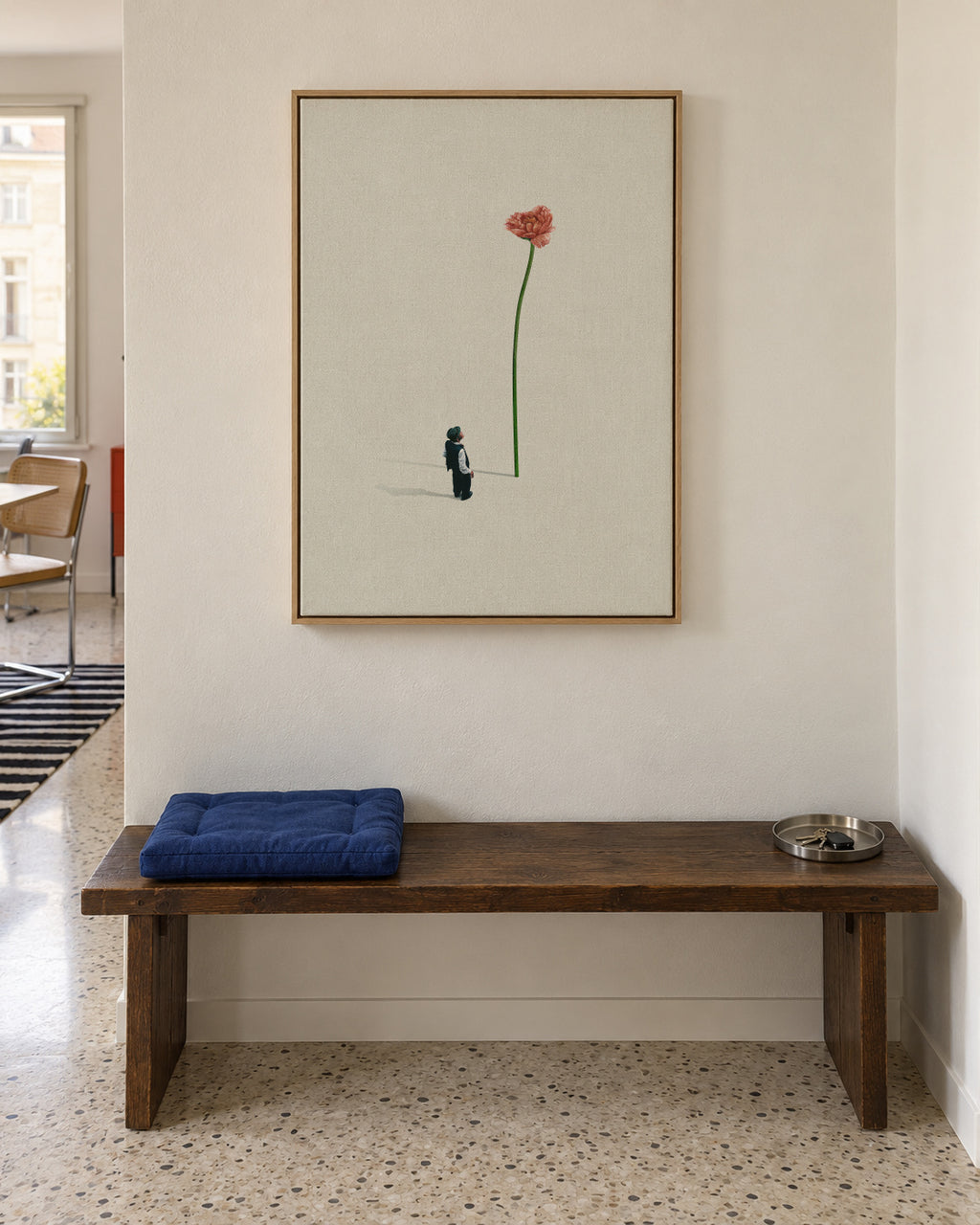 A quiet friend - Framed canvas in an interior