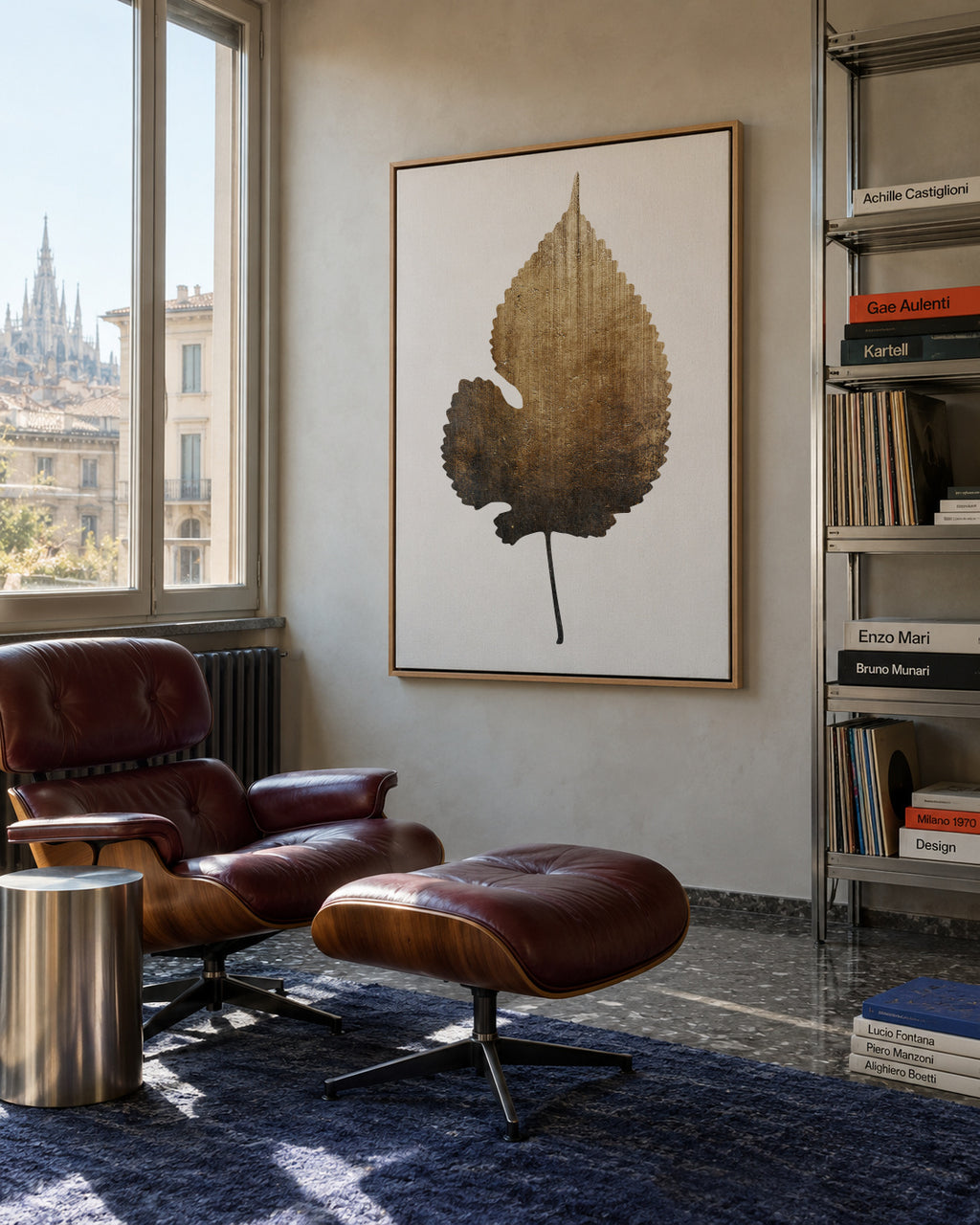 Golden leaf - Framed canvas in an interior