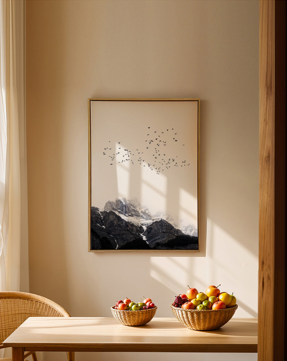 The mountain - Framed canvas in an interior