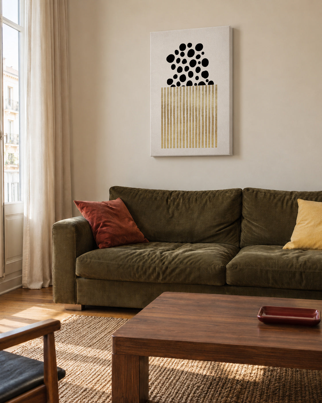 Popcorn - Unframed canvas in an interior
