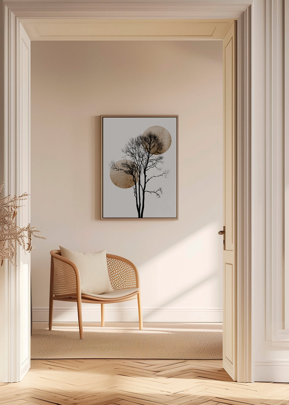 Sun and moon hiding - gold