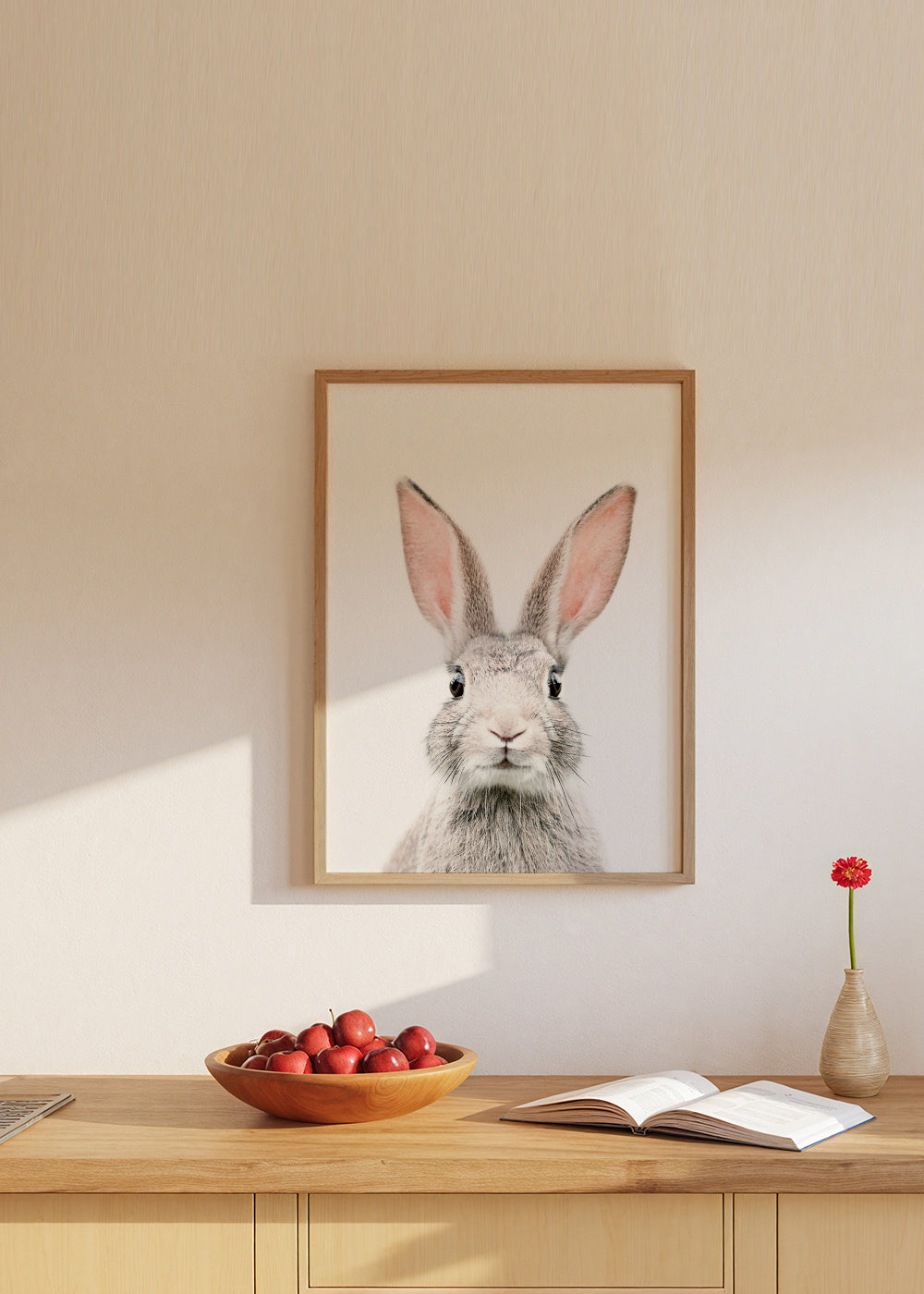 Bunny face - Framed poster in an interior