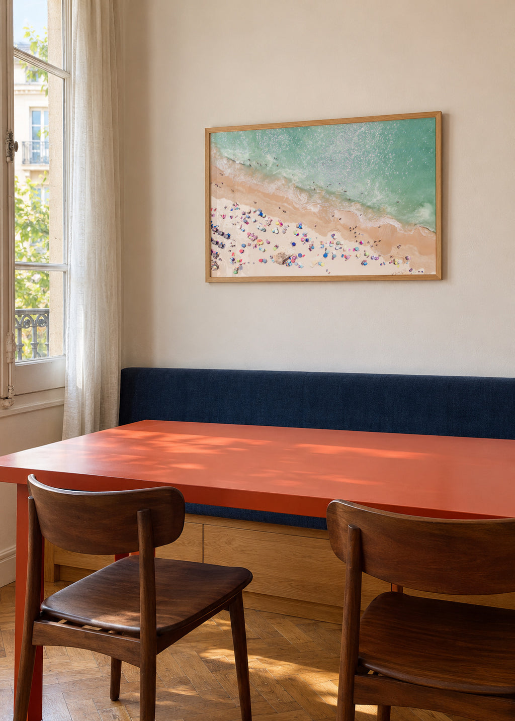 Pastel Beach - Framed poster in an interior