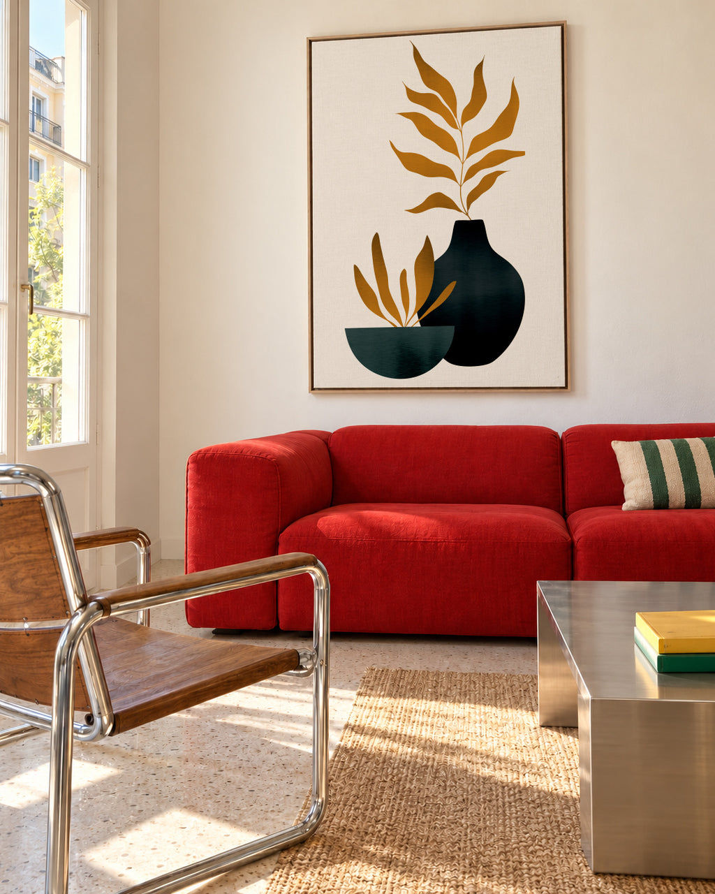Autumn Flowers _ X - Framed canvas in an interior