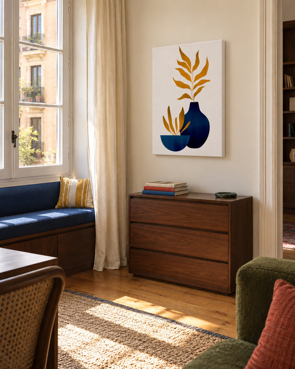 Autumn Flowers _ Y - Unframed canvas in an interior