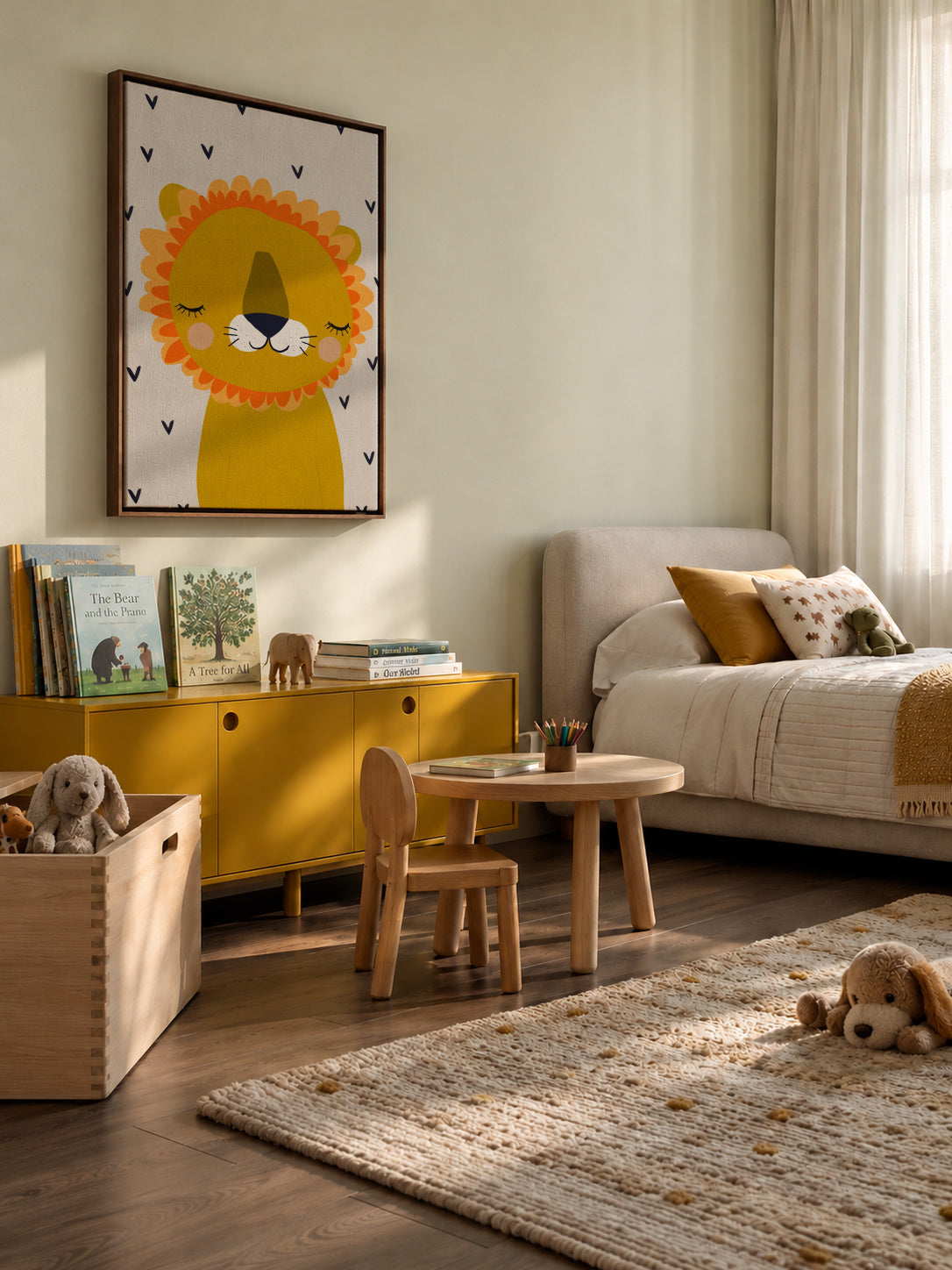 Little lion - Framed canvas in an interior