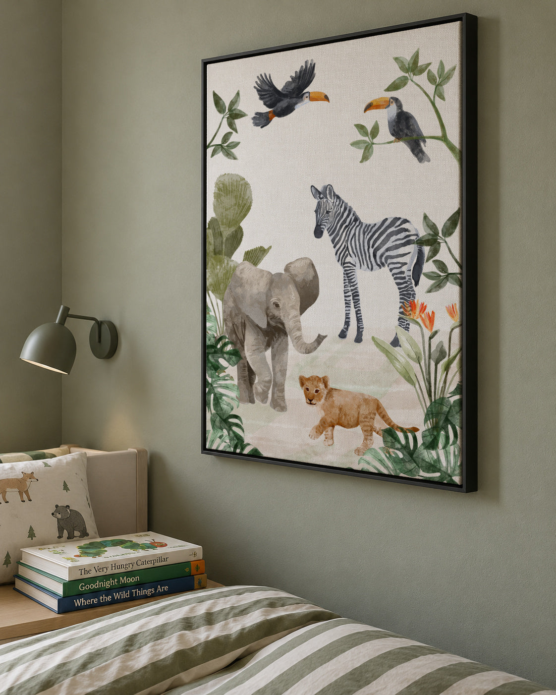 Jungle Baby's - Framed canvas in an interior