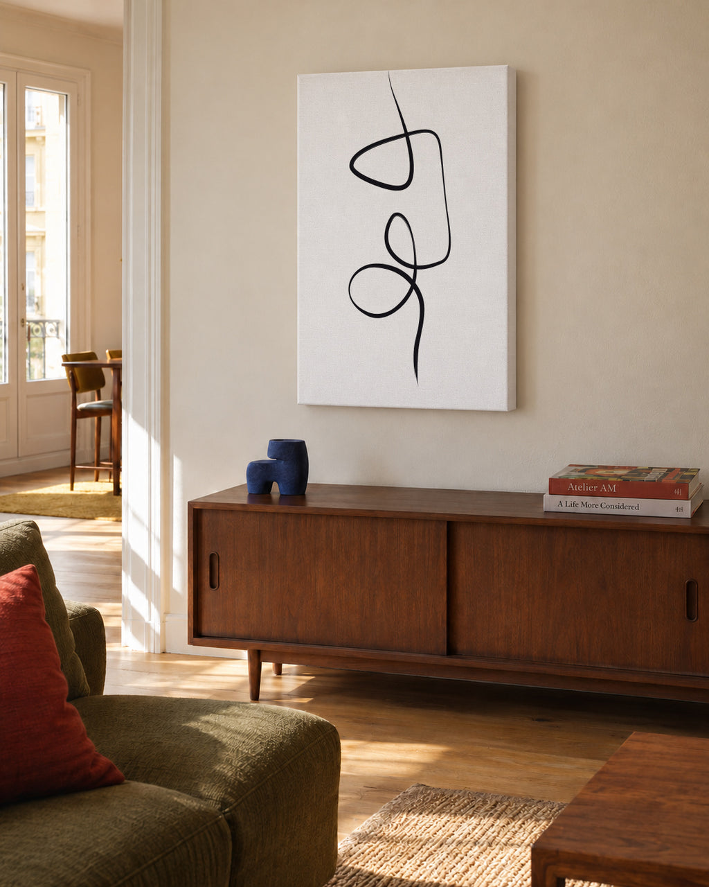 Ink Lines 2 - Unframed canvas in an interior