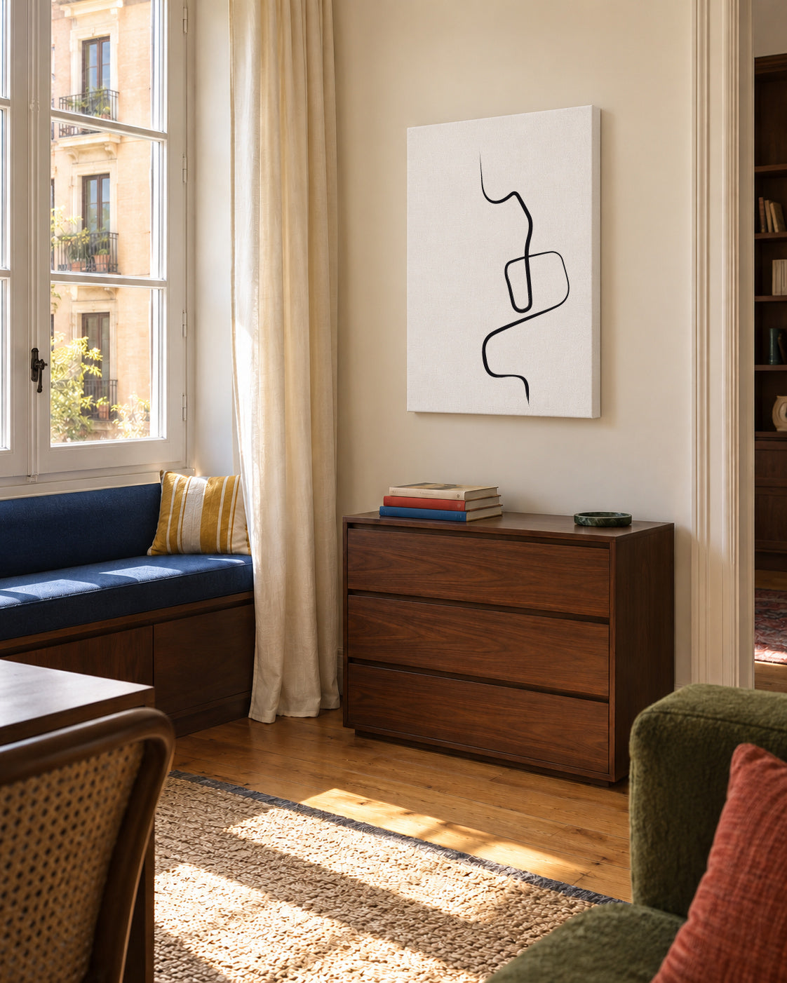 Ink Lines 3 - Unframed canvas in an interior