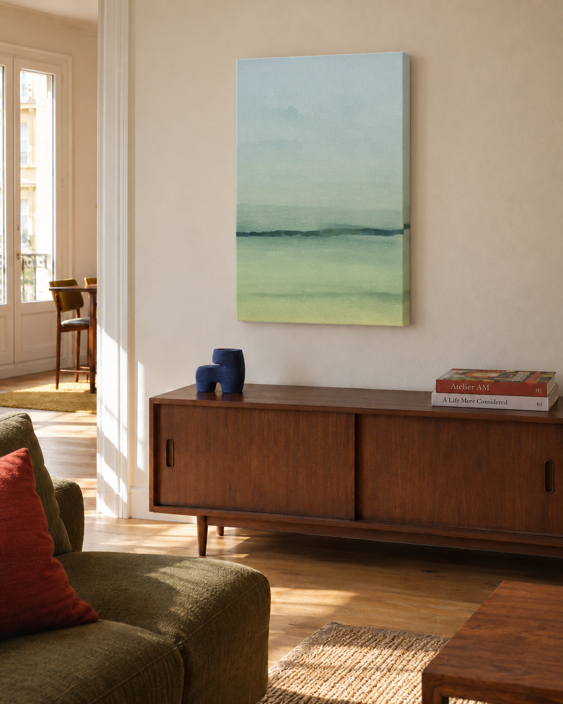 Watercolor Landscape N 6 - Unframed canvas in an interior