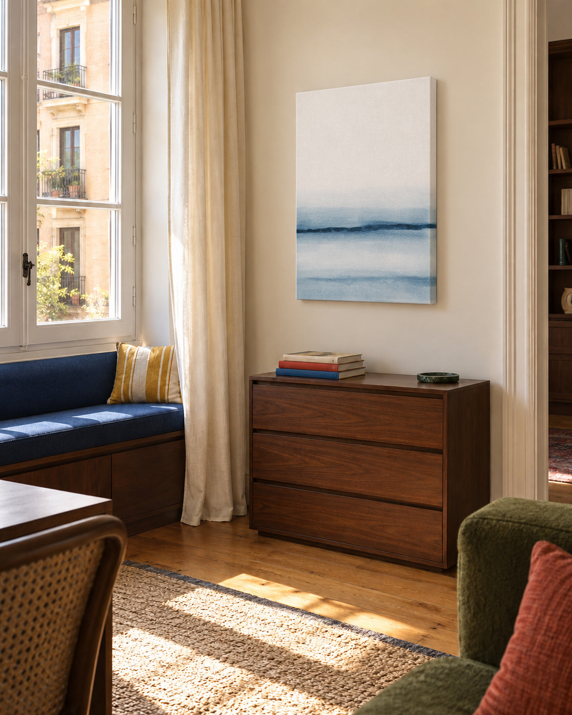 Watercolor Landscape N 8 - Unframed canvas in an interior