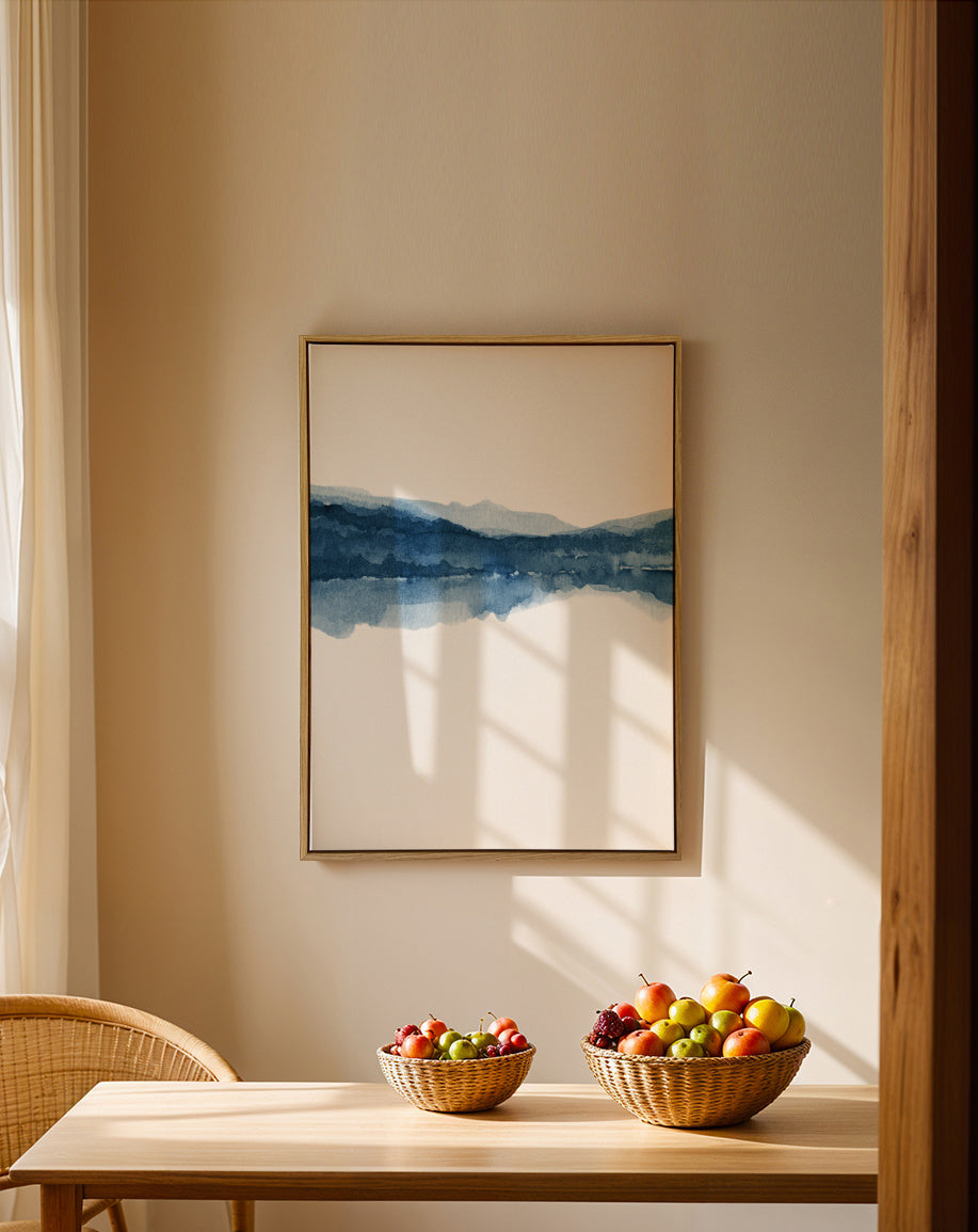 Watercolor Landscape N 17 - Framed canvas in an interior