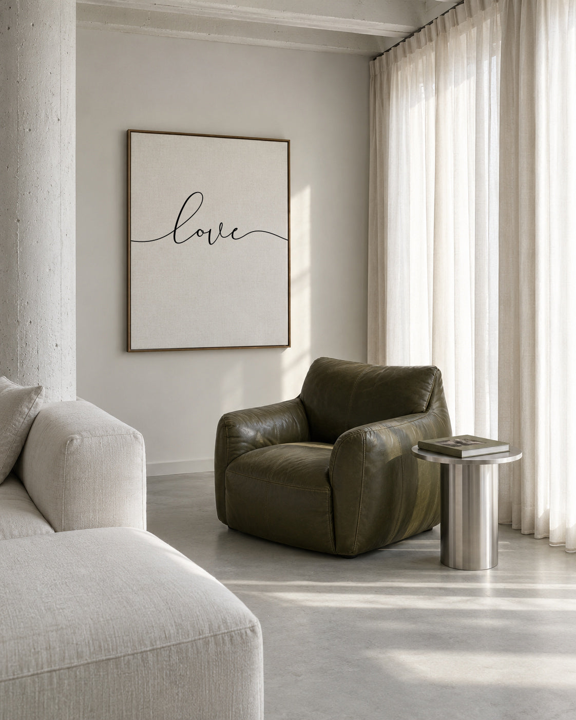 Love Lives Here 1/3 - Framed canvas in an interior