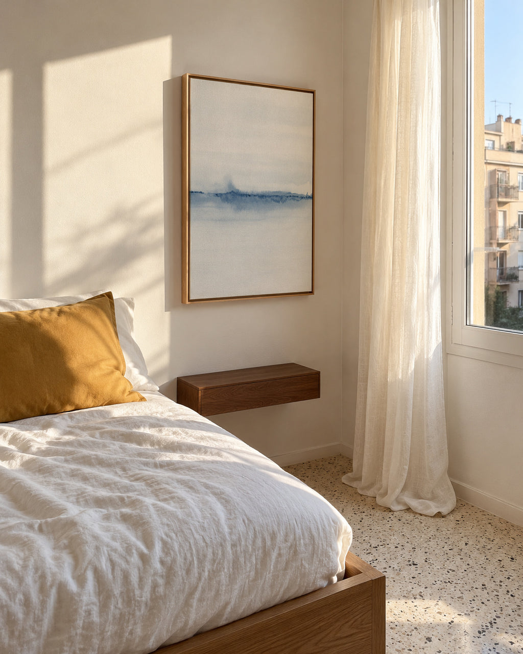 Watercolor Landscape N 29 - Framed canvas in an interior
