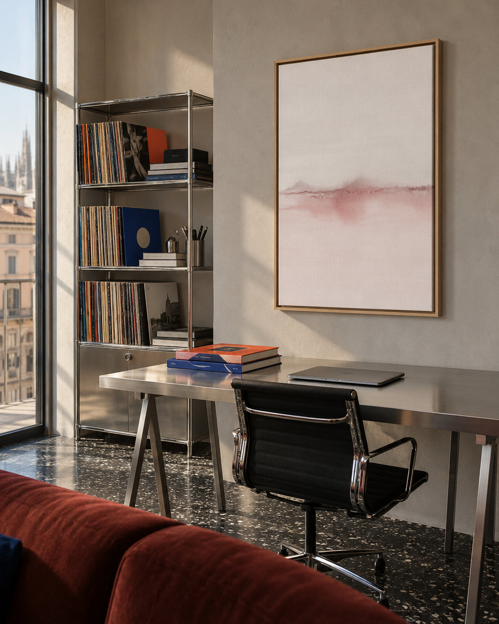 Watercolor Landscape N 30 - Framed canvas in an interior