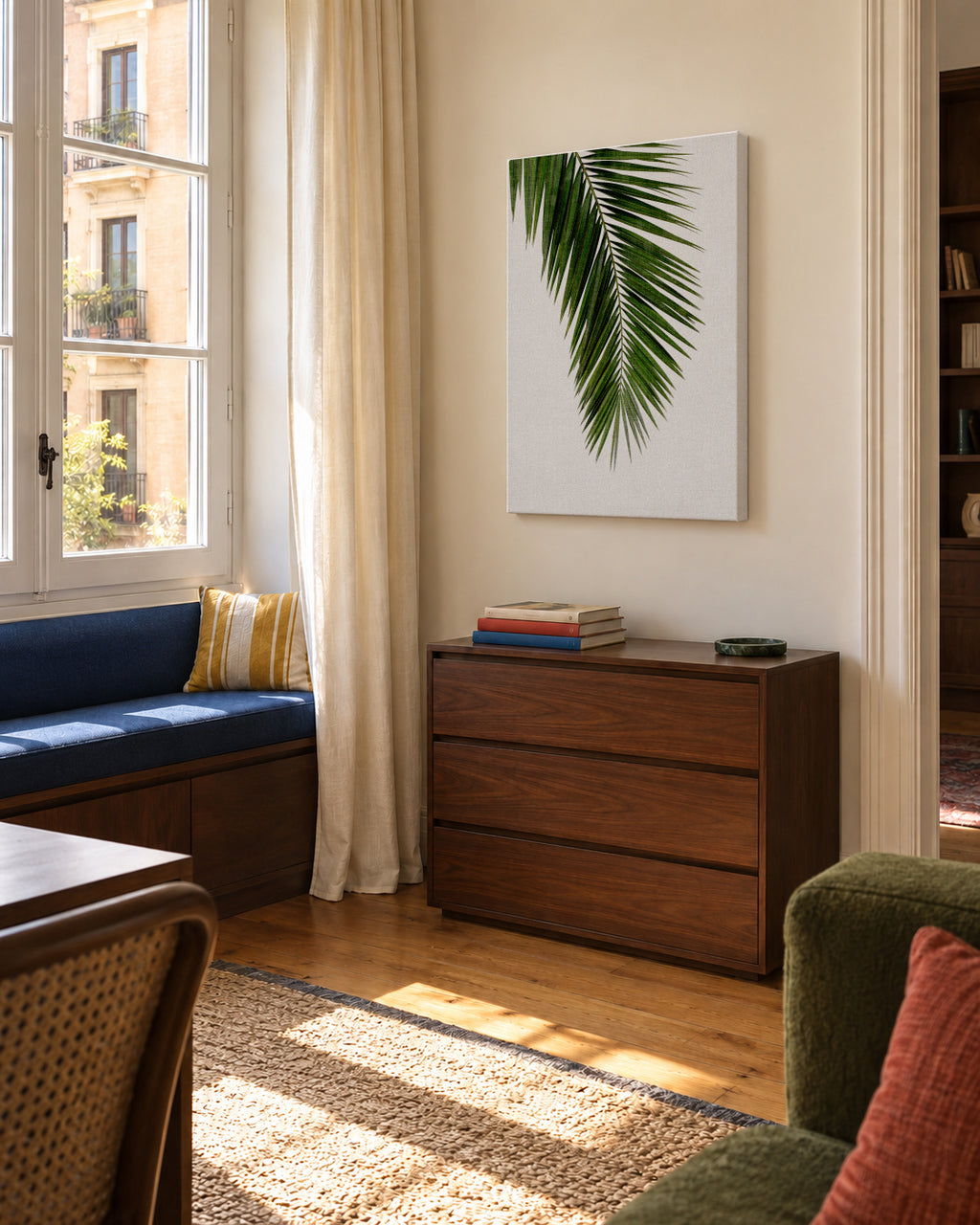 Palm Leaf I - Unframed canvas in an interior