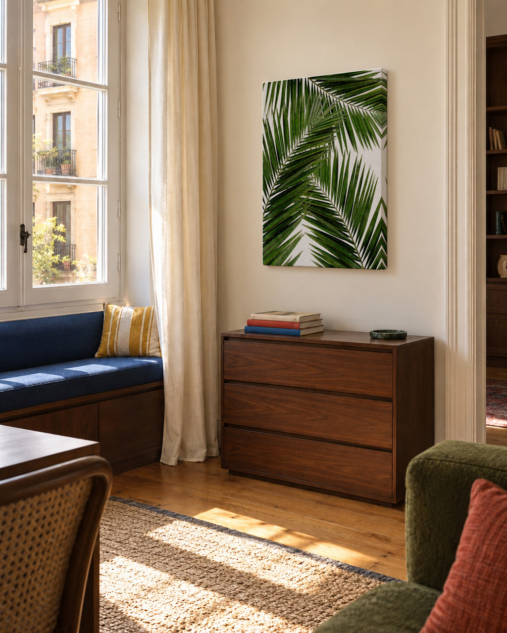 Palm Leaf III - Unframed canvas in an interior