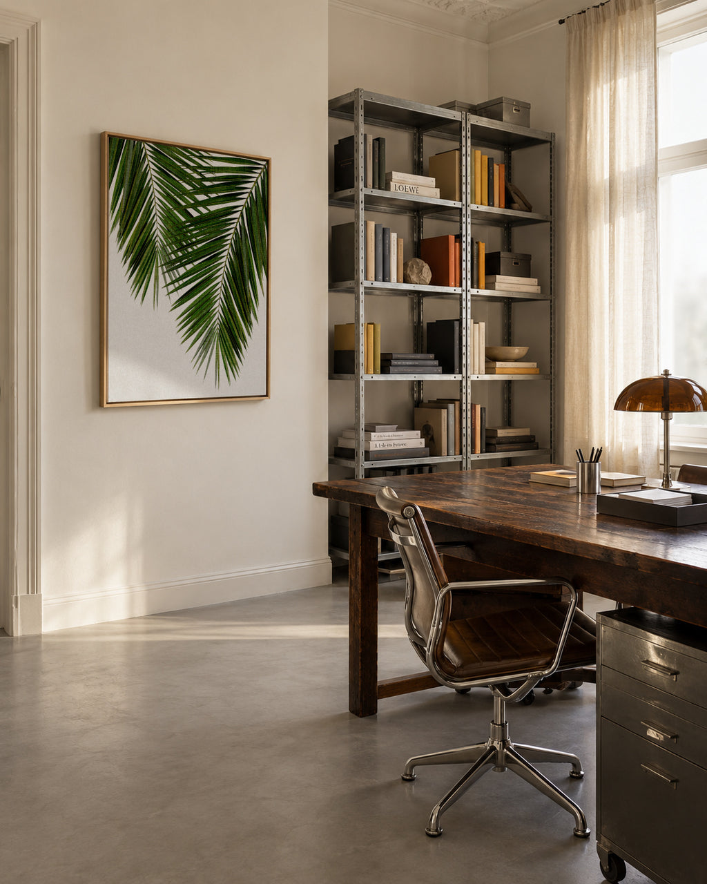 Palm Leaf II - Framed canvas in an interior