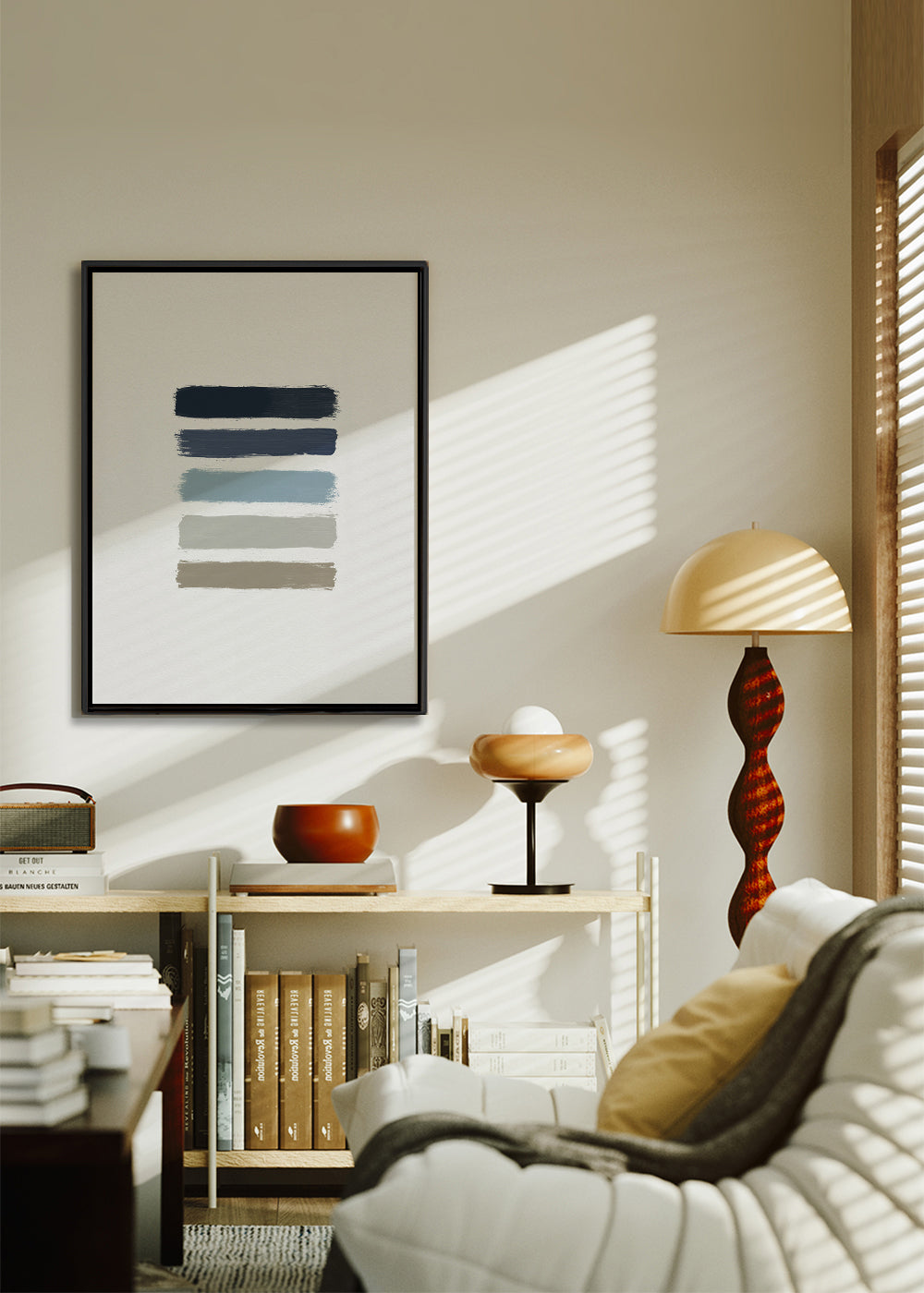 Blue & taupe stripes