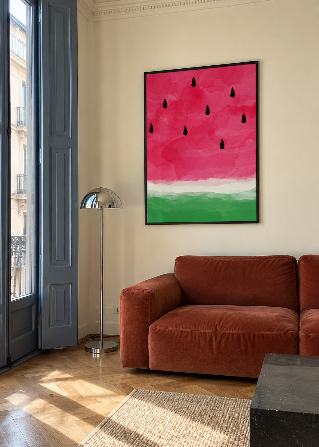 Watermelon abstract - Framed poster in an interior