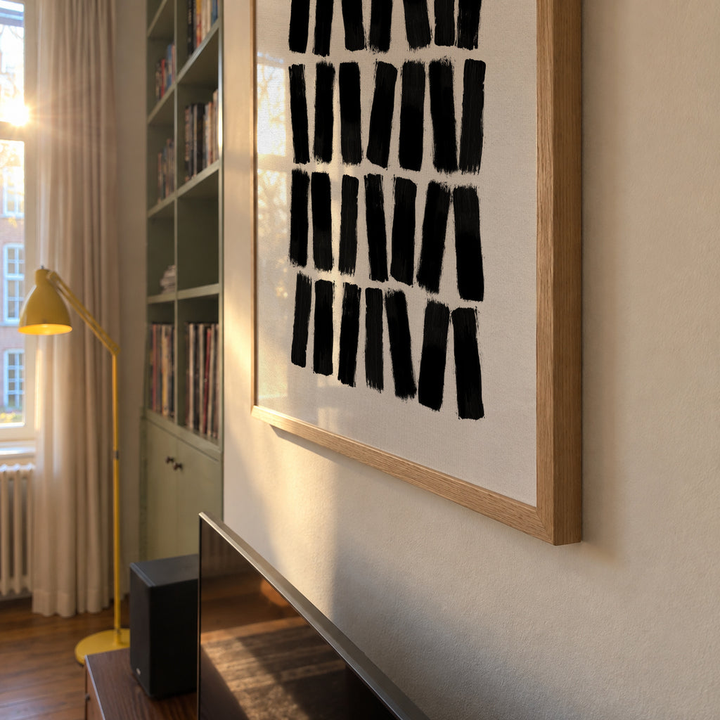 Black Brush Strokes - Framed poster detail