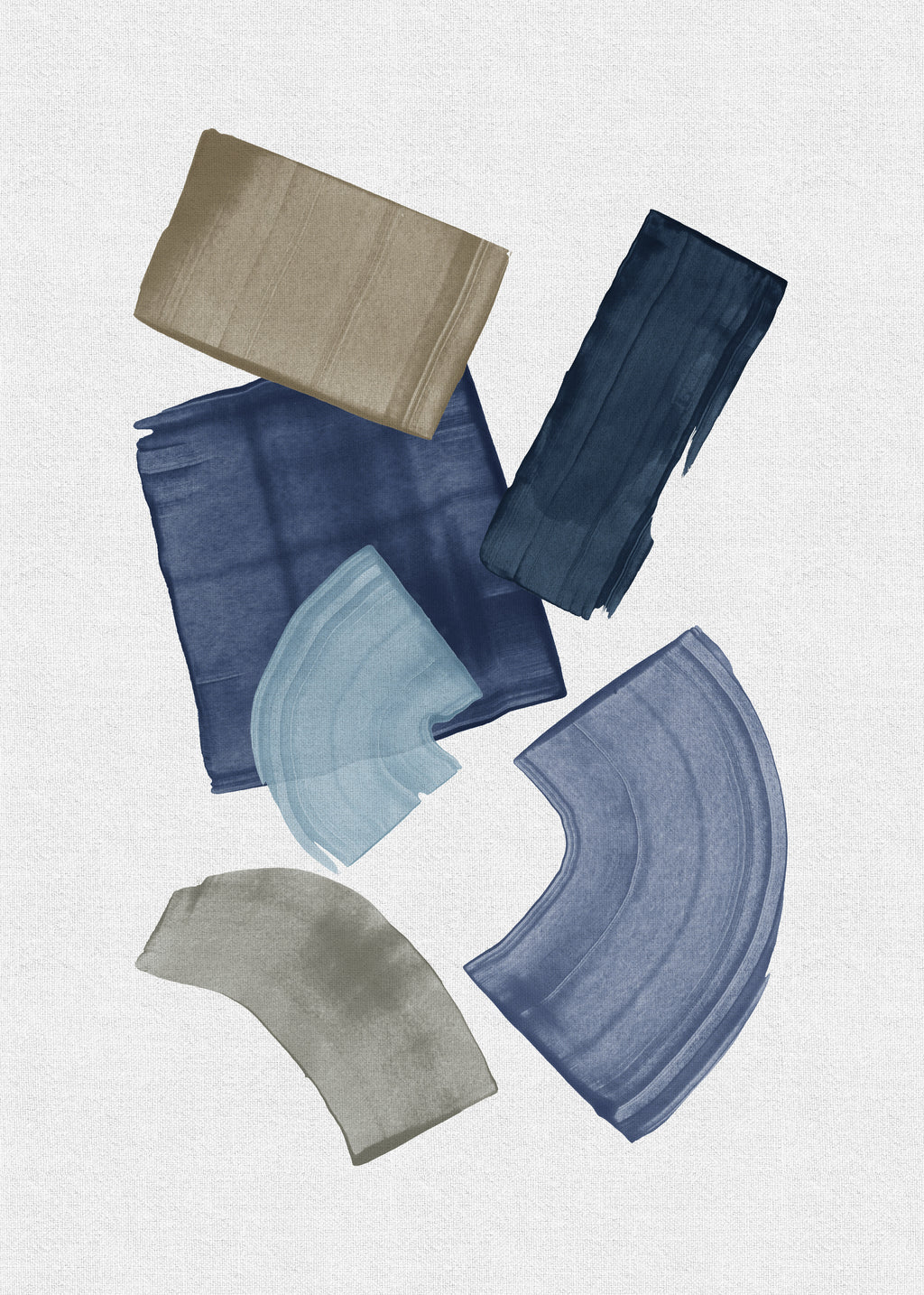 Blue & Brown Paint Blocks - Unframed art print