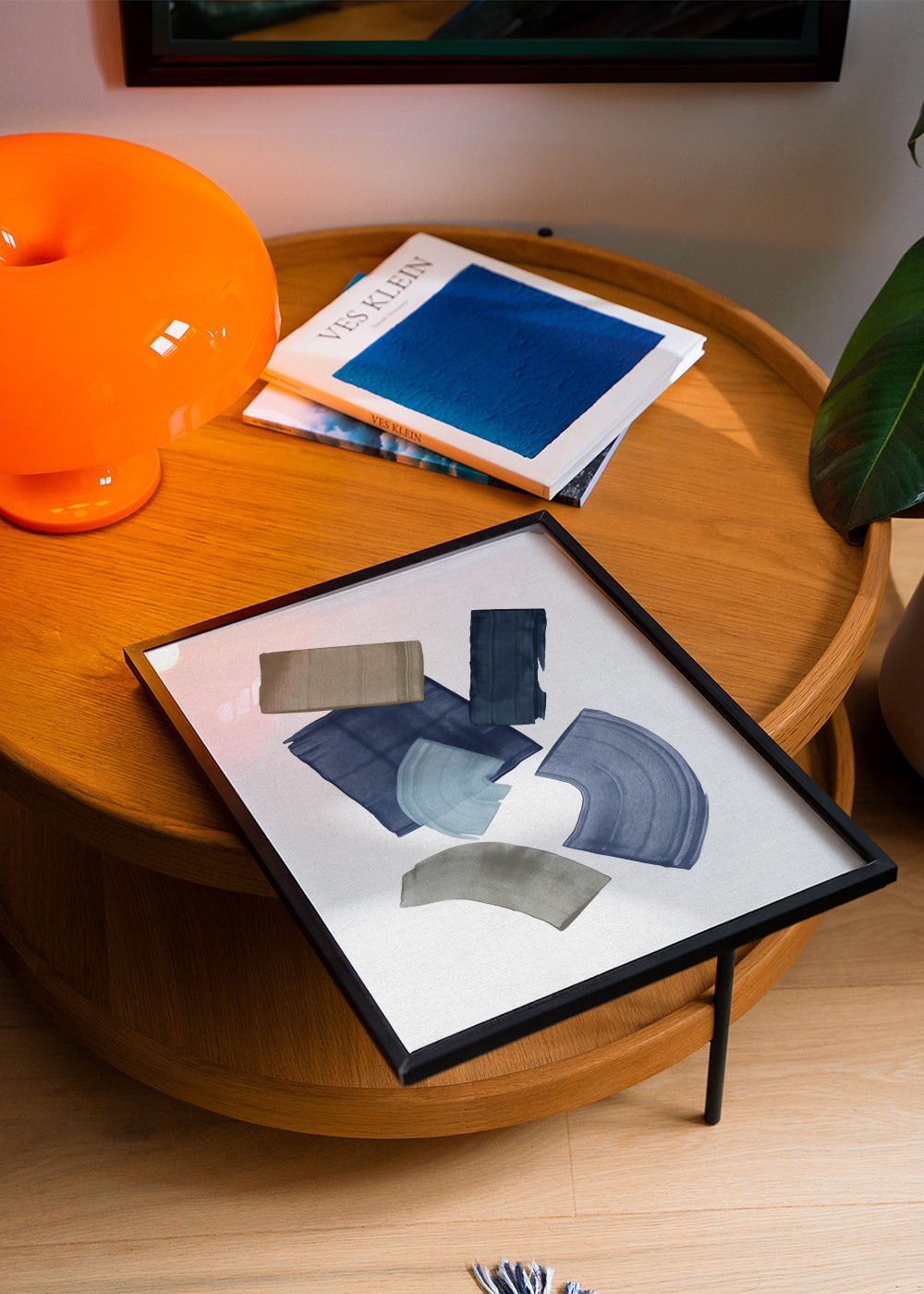 Blue & Brown Paint Blocks - Framed poster in an interior
