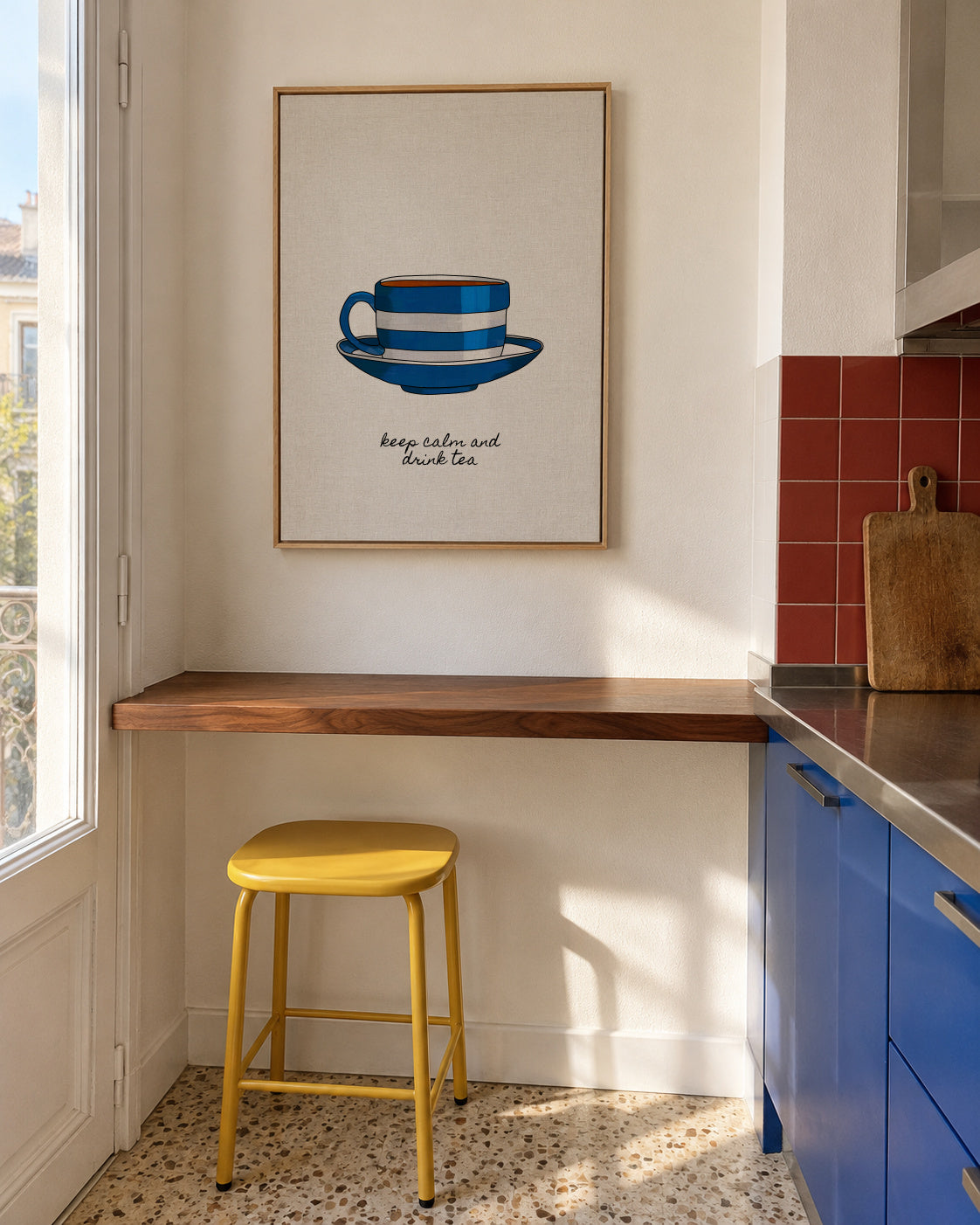 Keep Calm and Drink Tea - Framed canvas in an interior