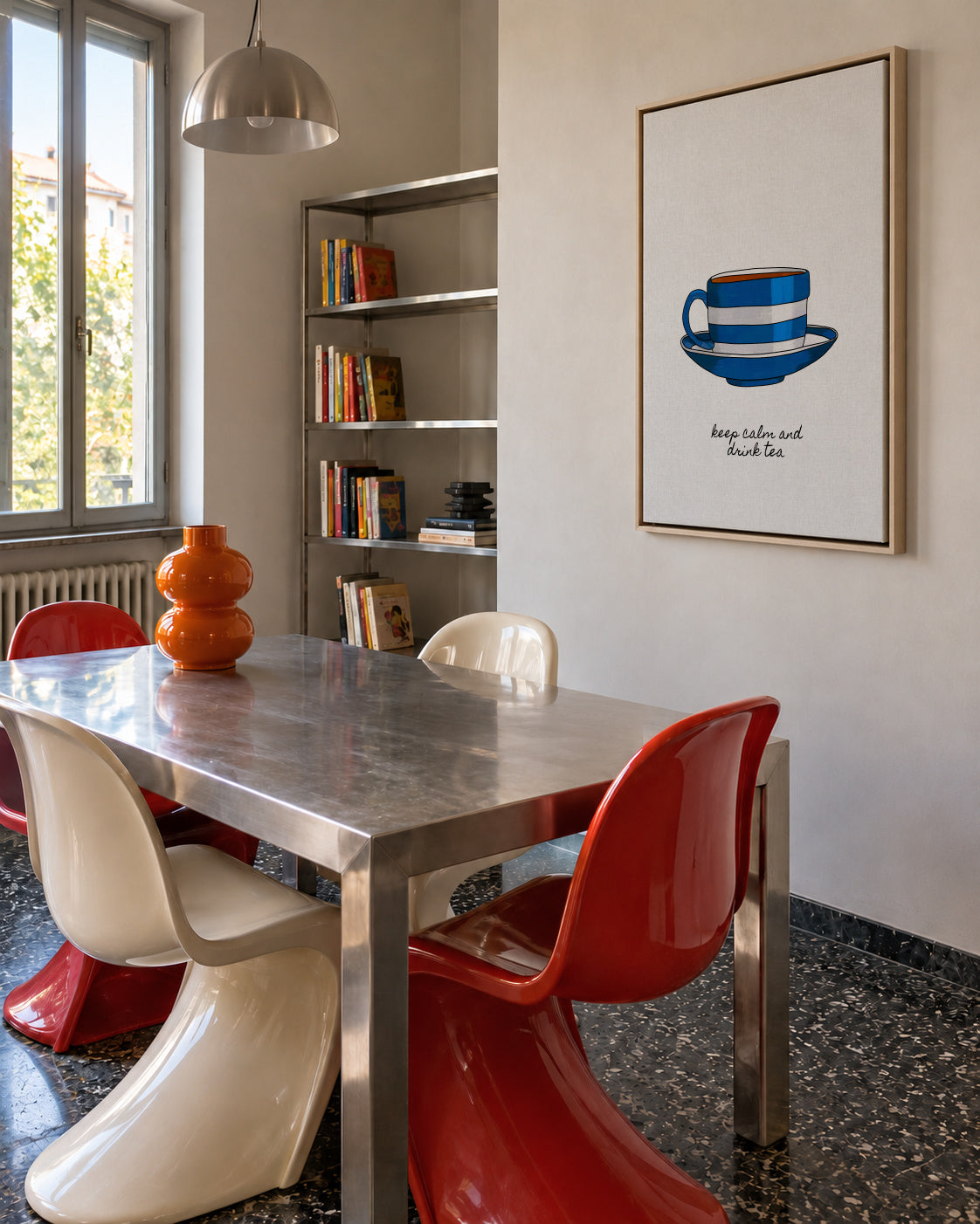 Keep Calm and Drink Tea - Framed canvas in an interior