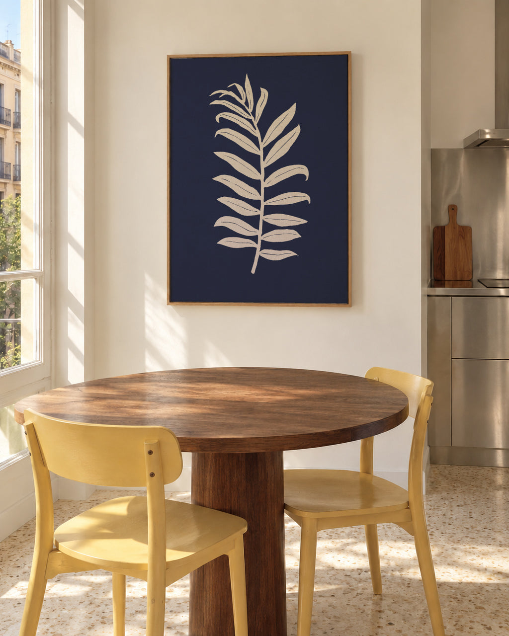 Areca Palmata Deepnight Moon - Framed canvas in an interior
