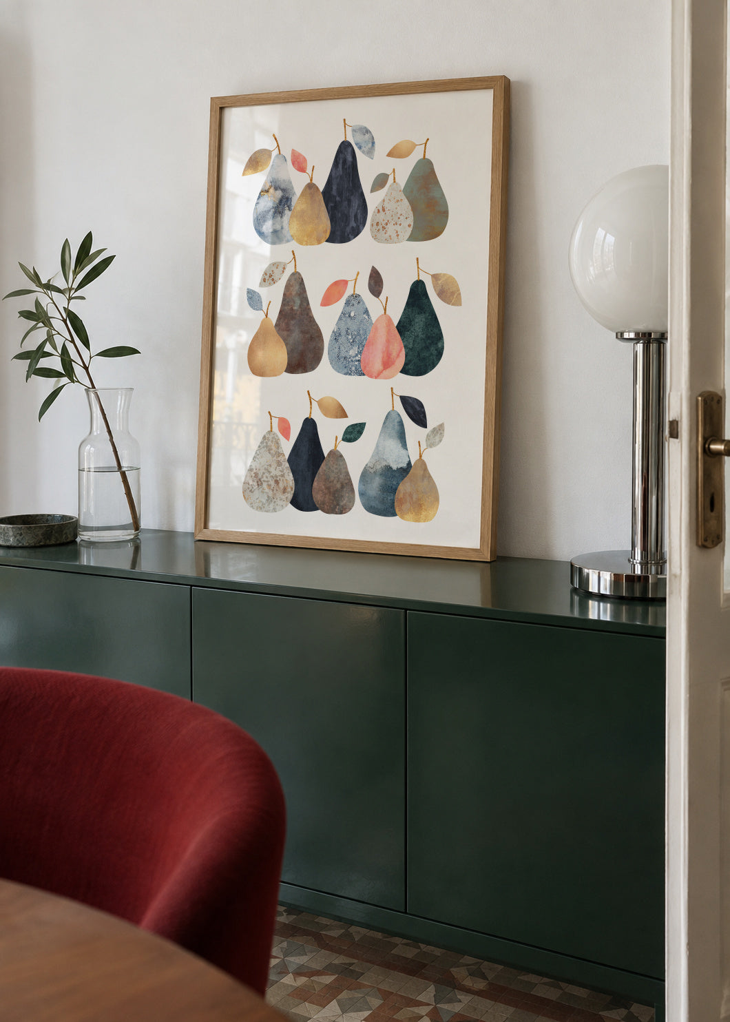 Pears - Framed poster in an interior