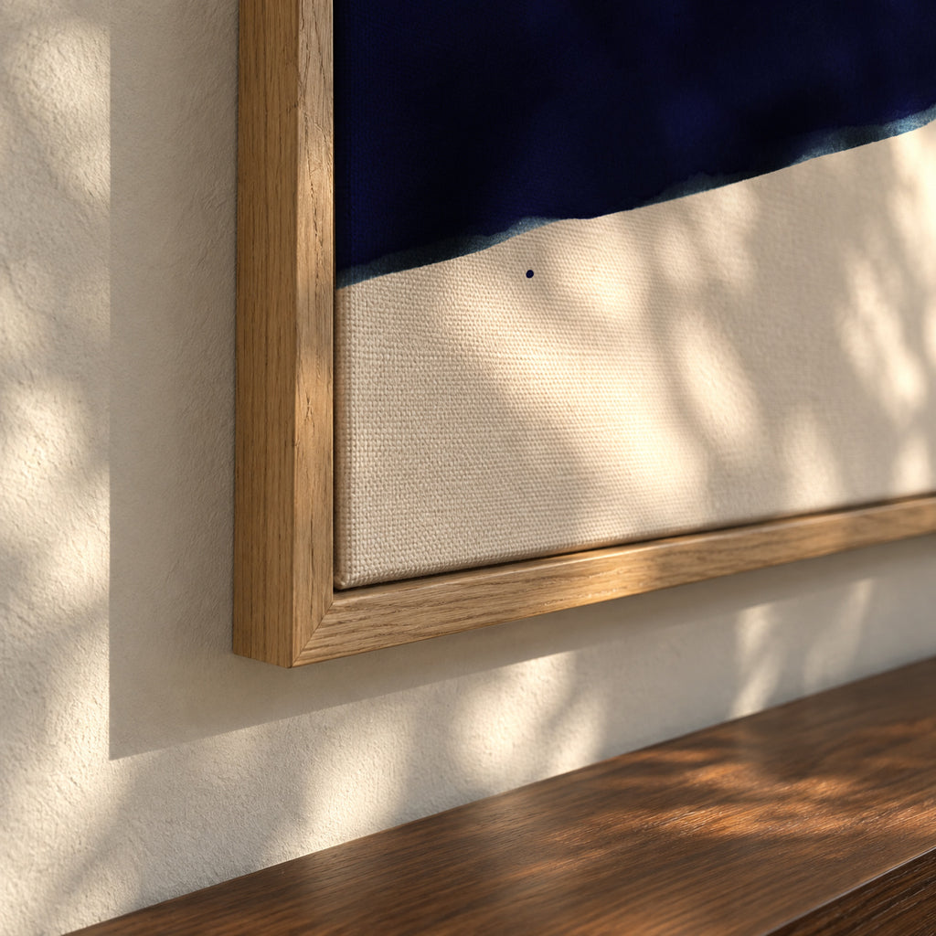 Minimal navy blue abstract 01 - Framed canvas detail