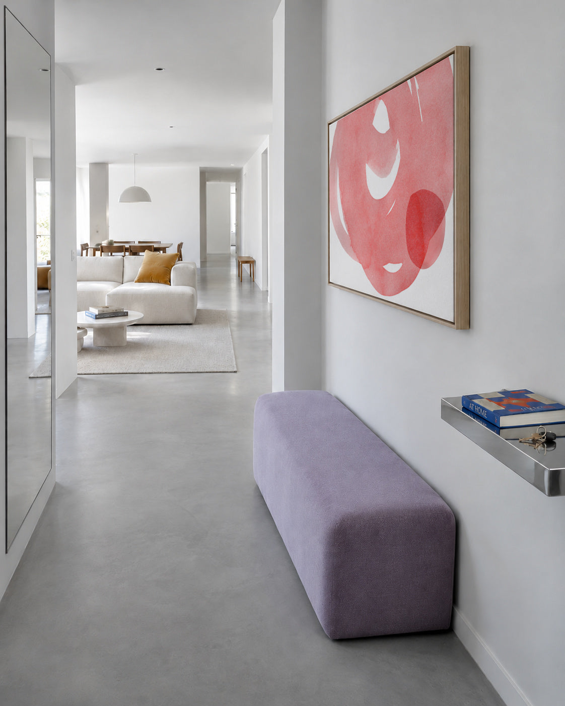 Minimal pink abstract 07 - Framed canvas in an interior