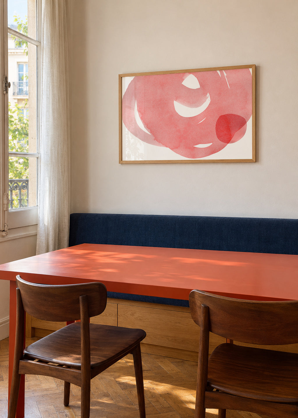 Minimal pink abstract 07 - Framed poster in an interior