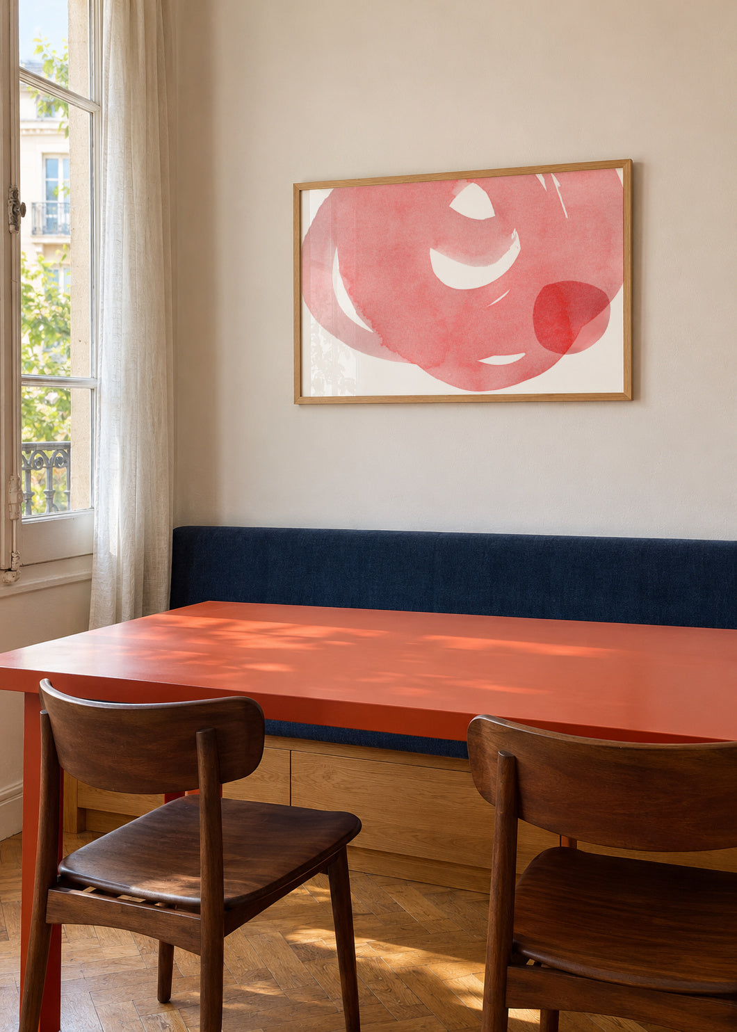 Minimal pink abstract 07 - Framed poster in an interior