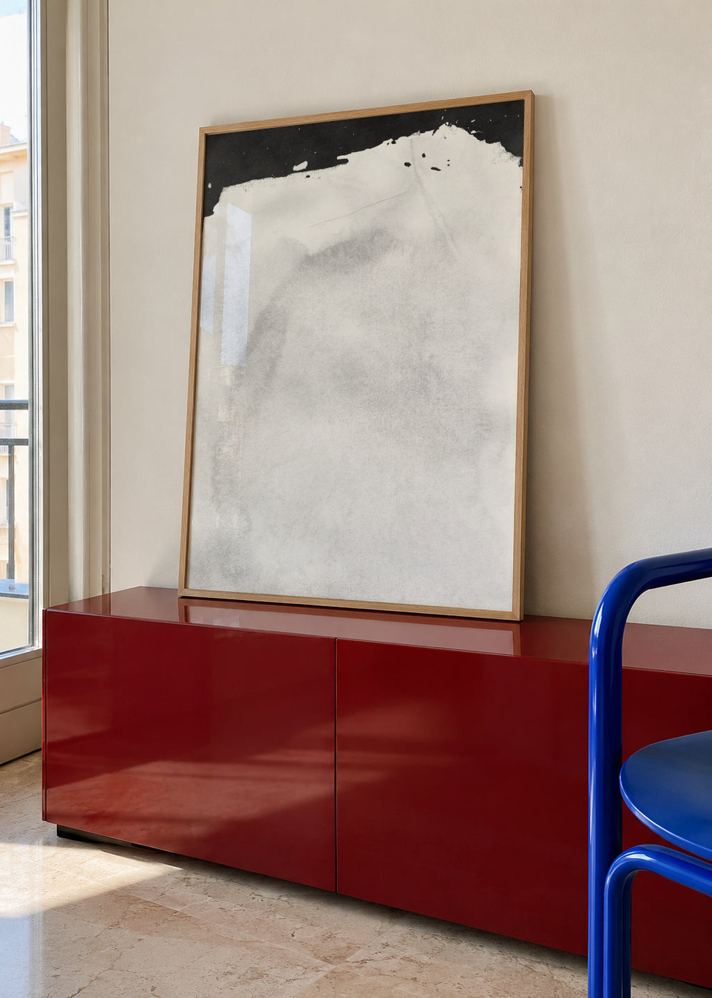 Minimal Landscape Black and White 01 - Framed poster in an interior