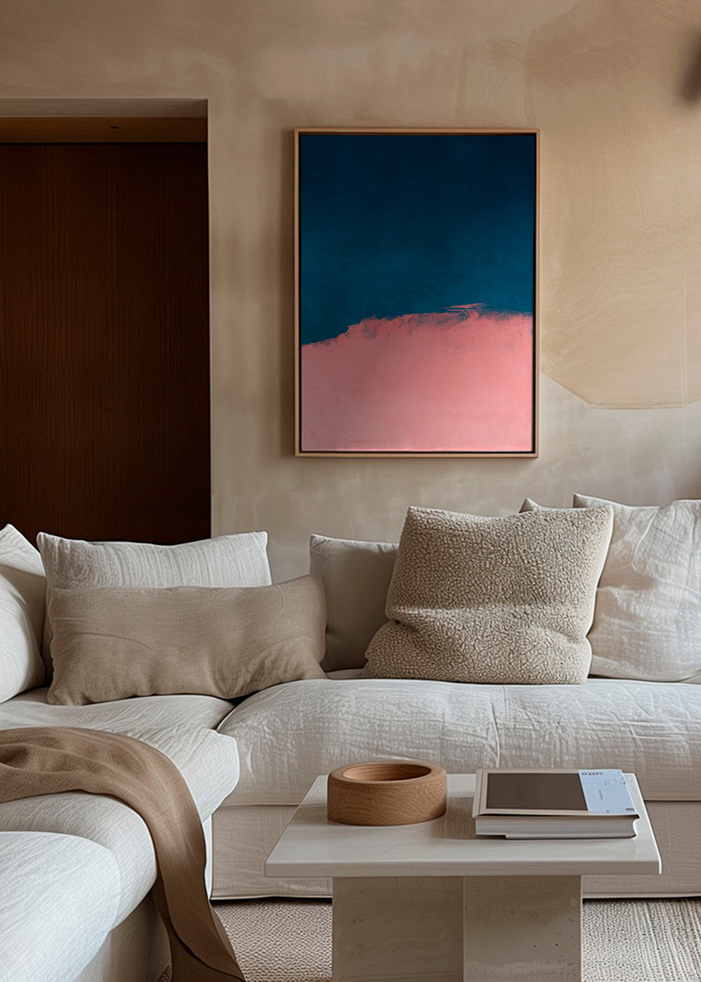 Minimal Landscape Pink and Navy Blue 01