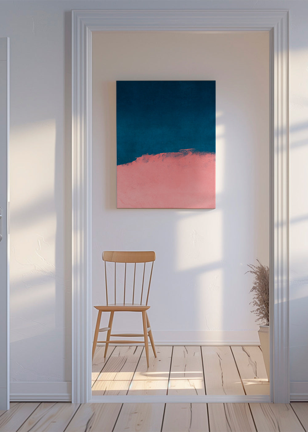 Minimal Landscape Pink and Navy Blue 01