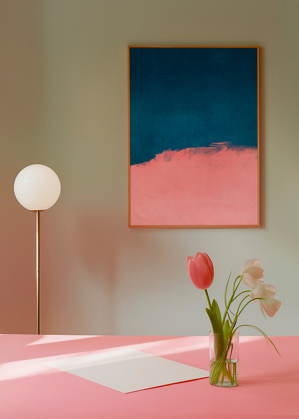 Minimal Landscape Pink and Navy Blue 01