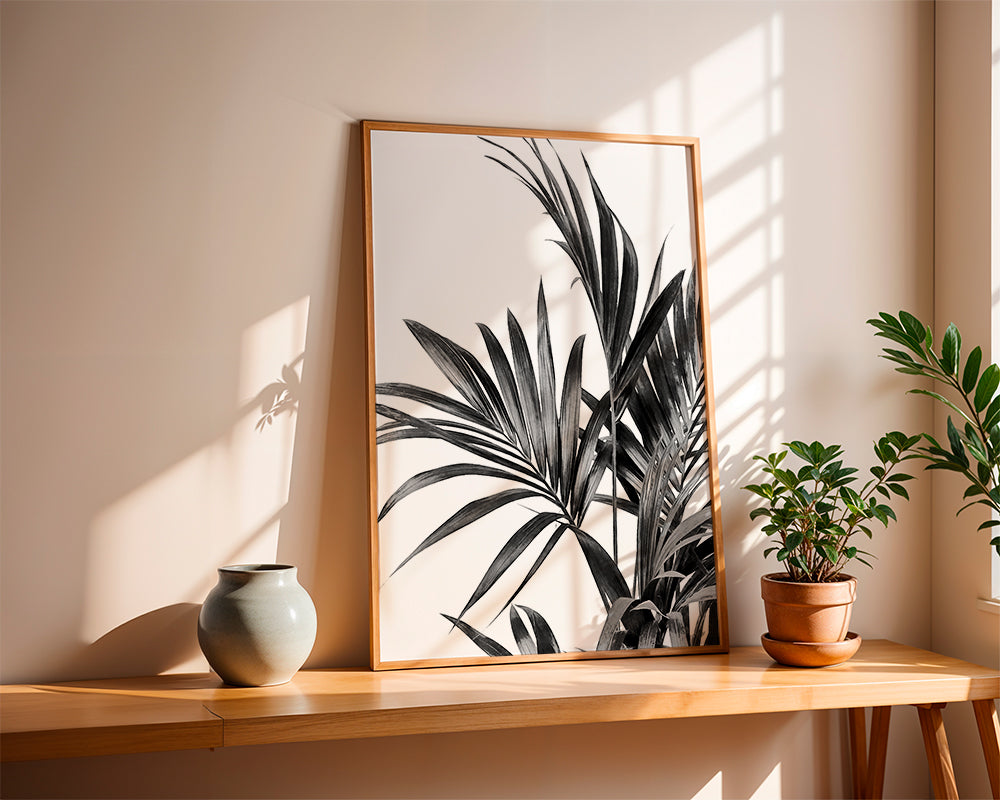 Palm Leaves Black and White 01