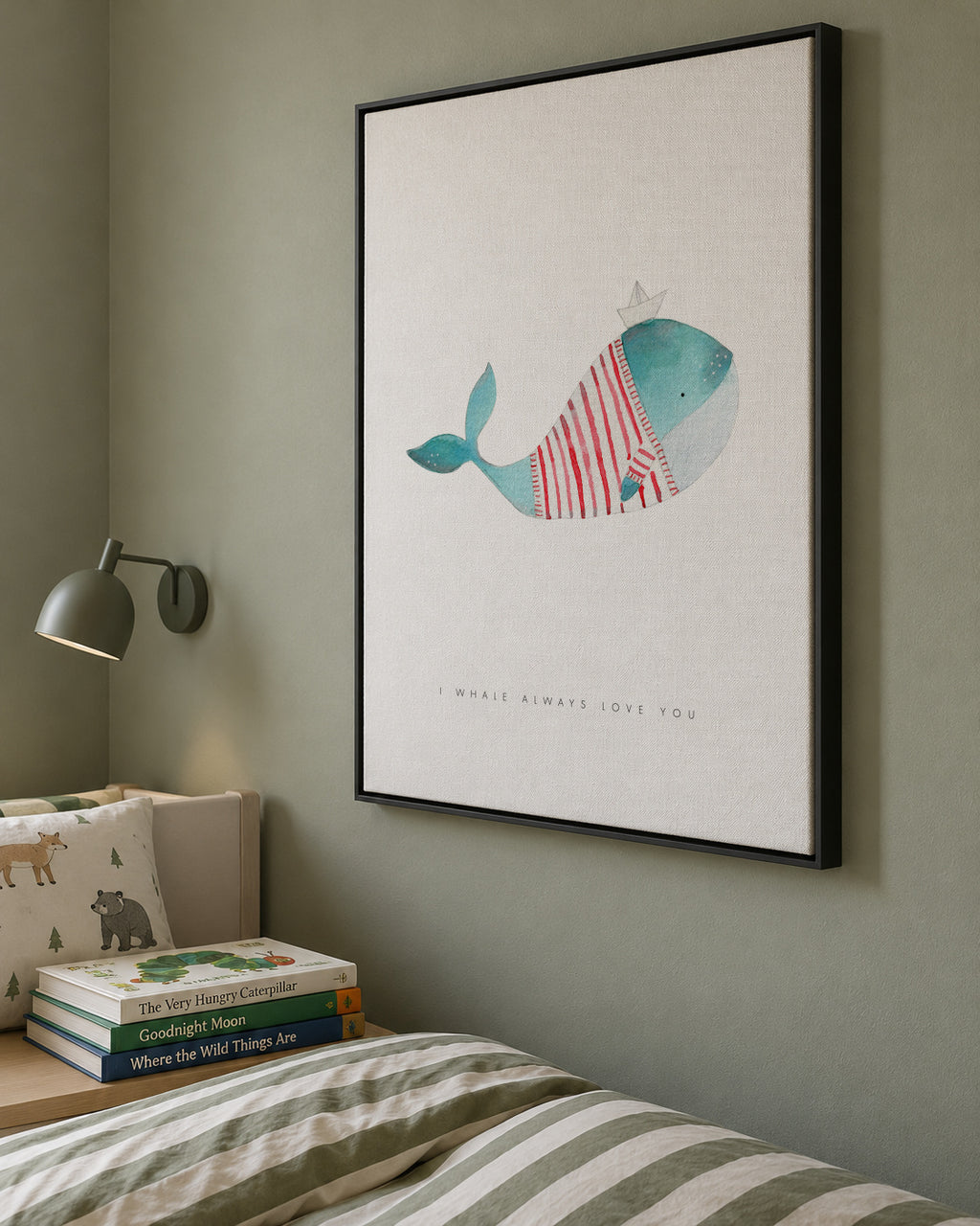 Whale solo - Framed canvas in an interior