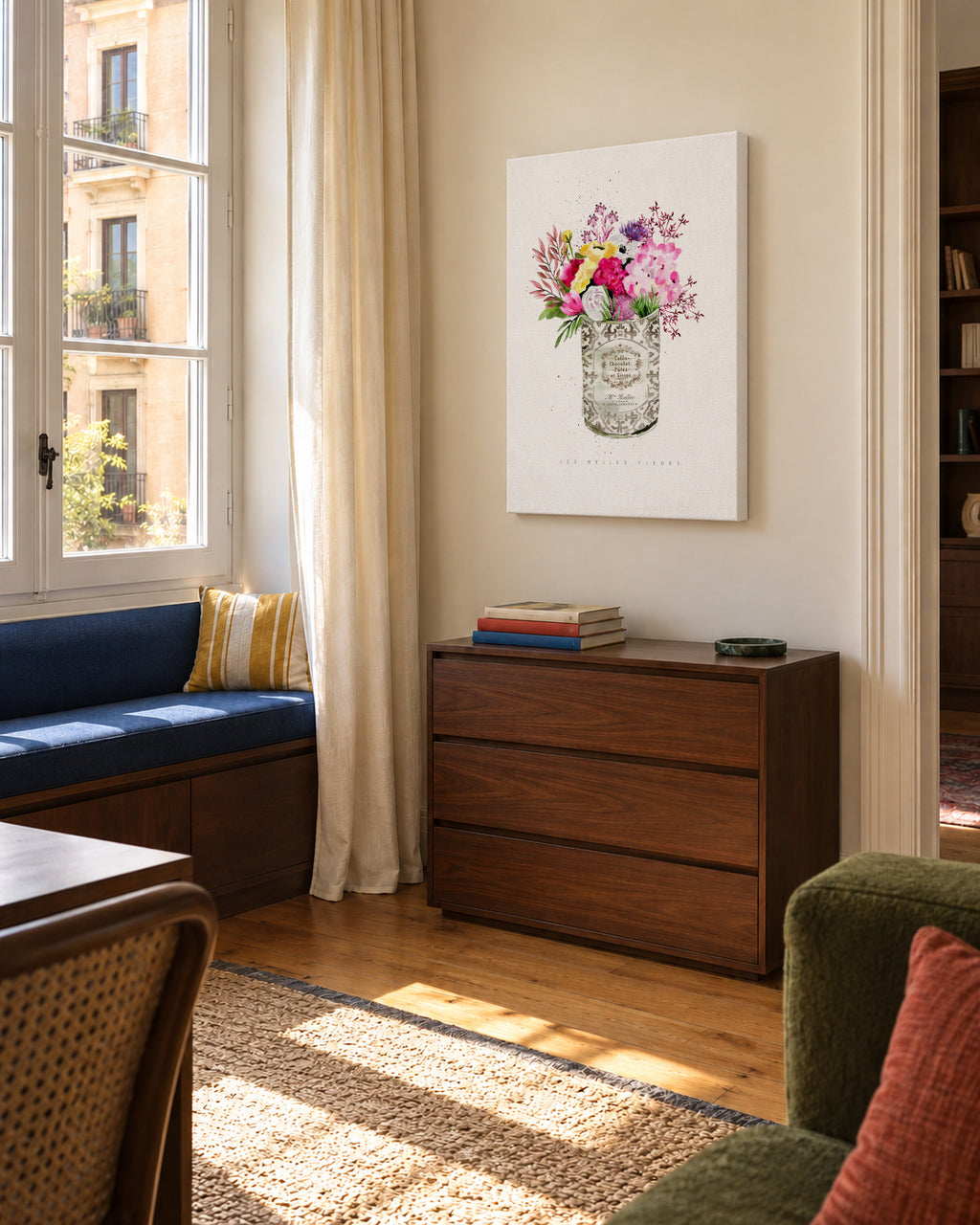 Spring Flowers Vintage Can - Unframed canvas in an interior