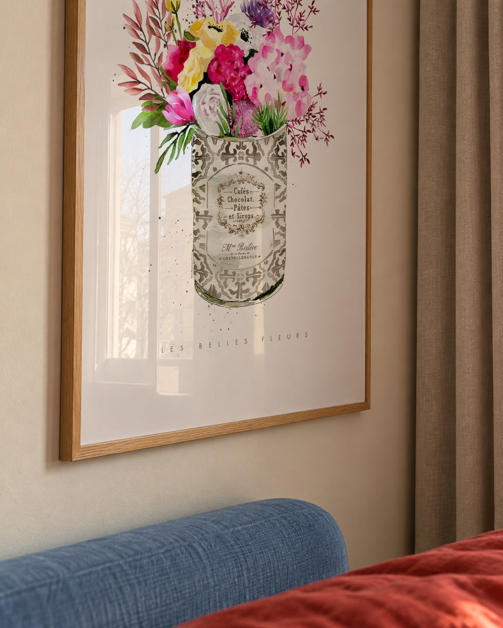 Spring Flowers Vintage Can - Framed poster detail