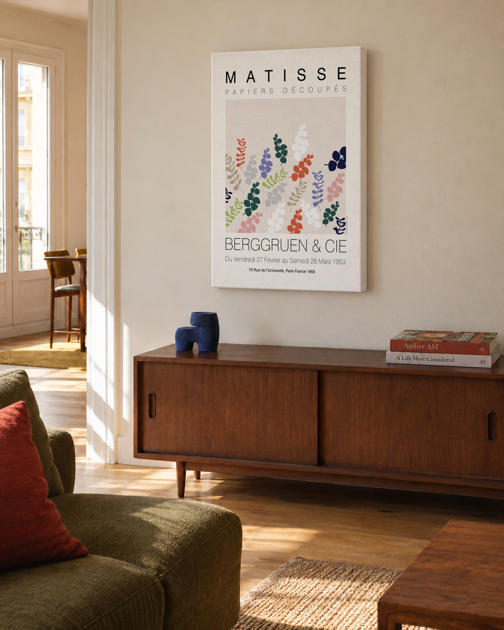 Matisse Multi Clrd Leaves - Unframed canvas in an interior