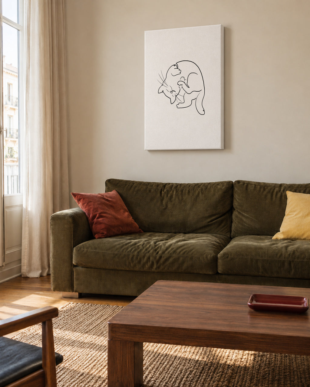 Cat Line No.1 - Unframed canvas in an interior